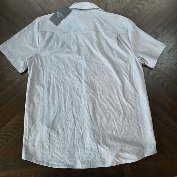 VRST Muted Denim Short Sleeve Button-Down Shirt New Men's Medium - Picture 7 of 9